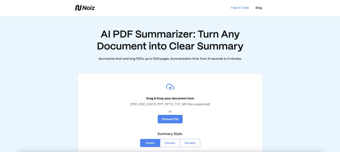 AI PDF Summarizer by Noiz: Features, Benefits and Review